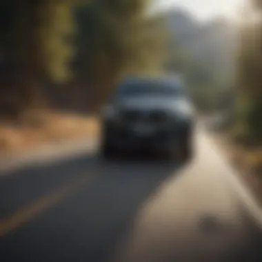 Dynamic view of a modern seven passenger SUV on a scenic road