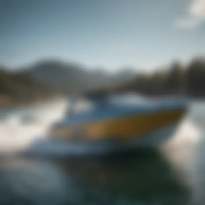 Dynamic action shot of a bluewater ski boat on the water