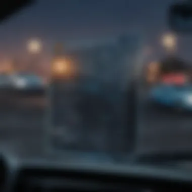 Close-up of a vehicle history report on a car's windshield