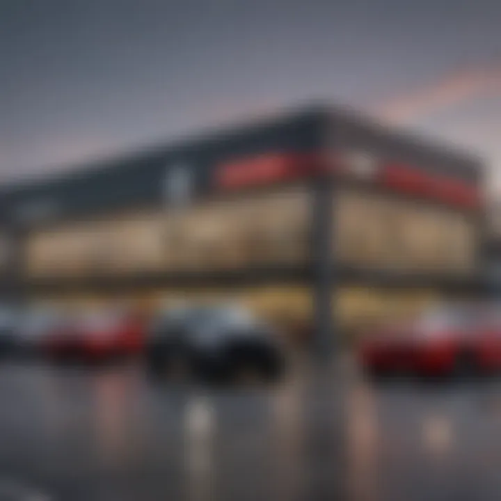 Exterior view of a Dodge dealership in Puyallup, showcasing the brand's latest models.