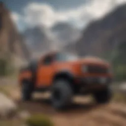 A classic Dodge truck on a rugged terrain showcasing its durability