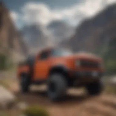 A classic Dodge truck on a rugged terrain showcasing its durability