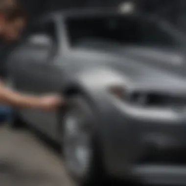 Demonstration of applying scratch remover on a car's surface