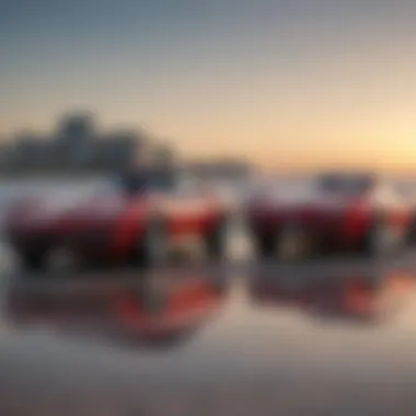 Historic Corvettes displayed along the Daytona coastline