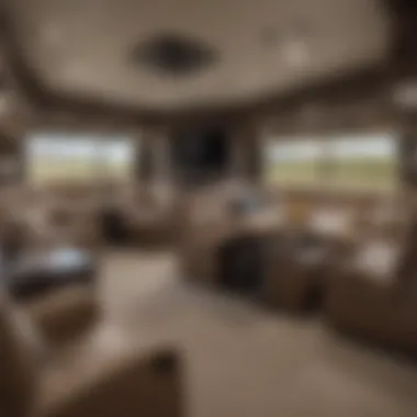 Interior layout highlighting the spacious living area of the fifth wheel