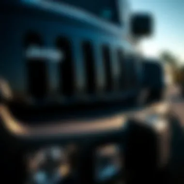 A close-up of a Jeep vehicle highlighting its features and design