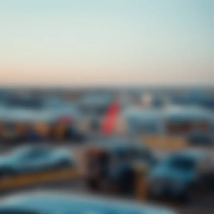 A panoramic view of Manhattan, Kansas, emphasizing the local automotive landscape