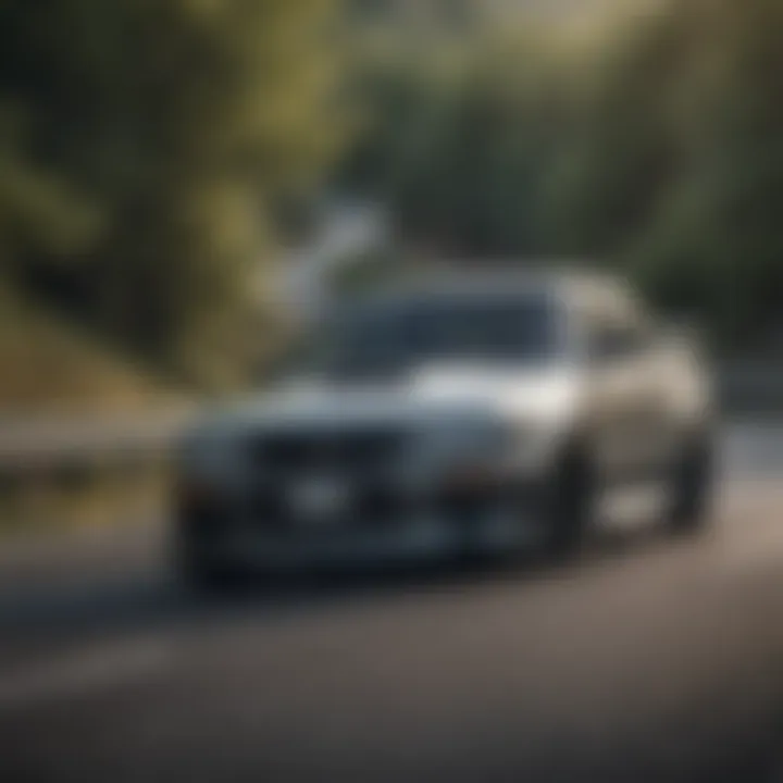 A dynamic action shot of a JDM car speeding on a winding road