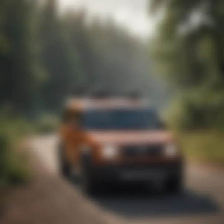 Group of friends enjoying a road trip in a Honda Element