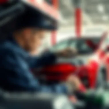 Service technician performing maintenance on a Toyota