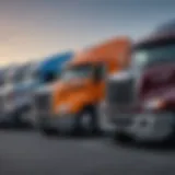 A variety of used trucks lined up at a dealership in Bristol, TN