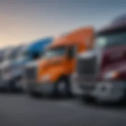 A variety of used trucks lined up at a dealership in Bristol, TN