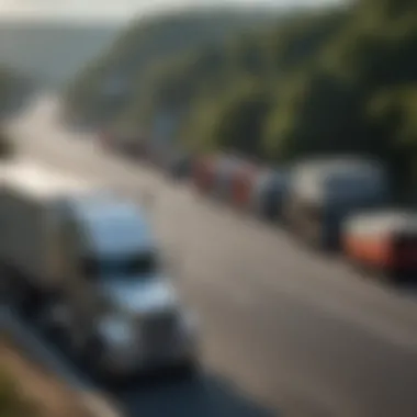 A scenic view of Bristol, TN, with trucks on the road