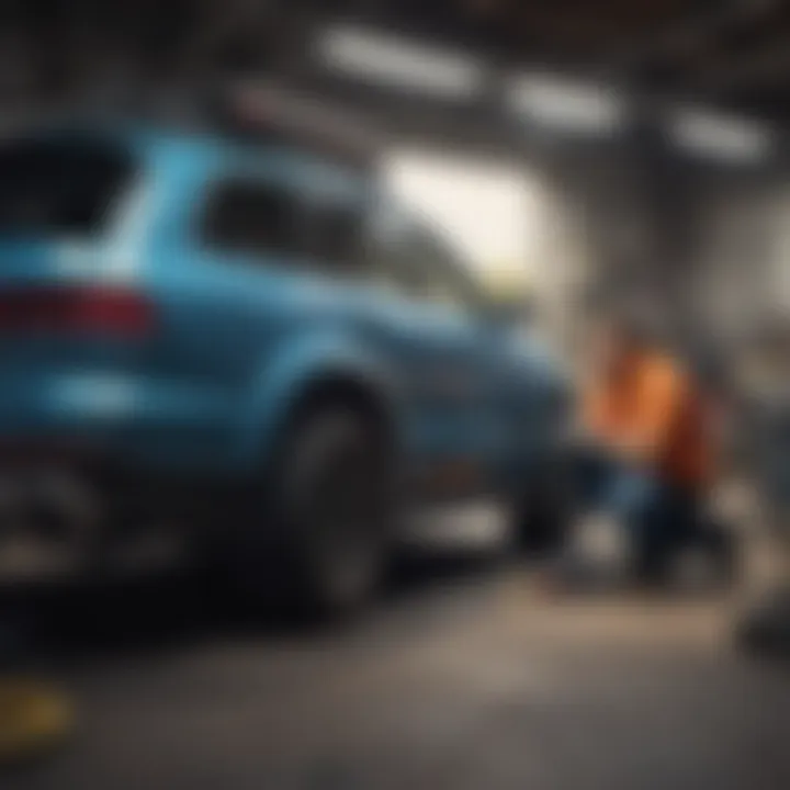 Mobile mechanic working on a vehicle outside, demonstrating convenience of service