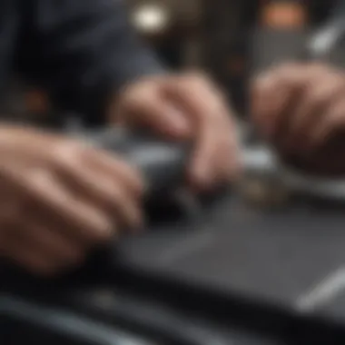 A professional locksmith working on a key cutting machine