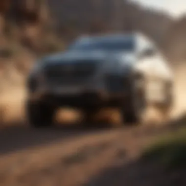 SUV navigating a rugged terrain demonstrating power and efficiency.