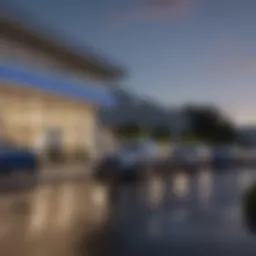 Exterior view of a Ford dealership in Napa showcasing various models