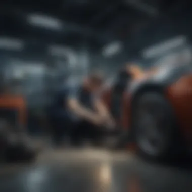 A mechanic working on a car with technology