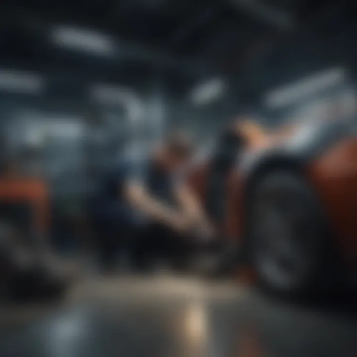 A mechanic working on a car with technology